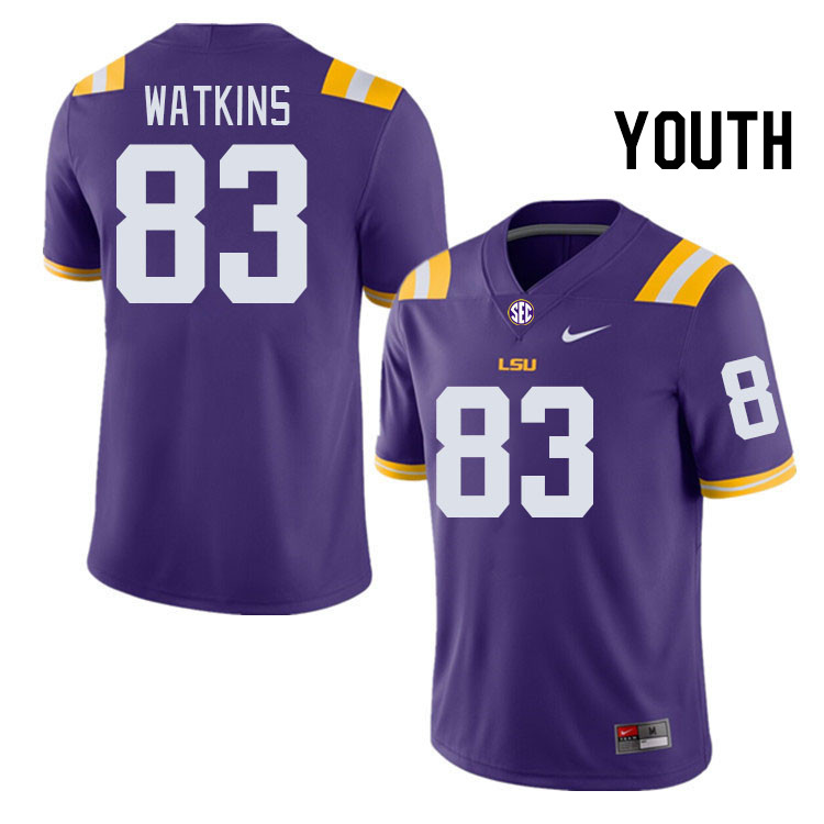 Youth #83 Jelani Watkins LSU Tigers College Football Jerseys Stitched-Purple